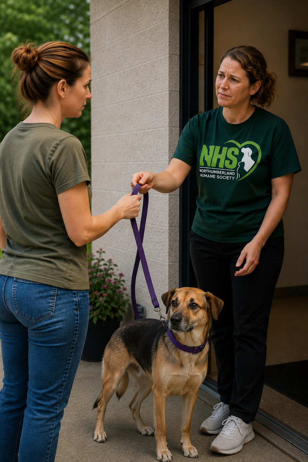 Calm owner-and-pet reunion